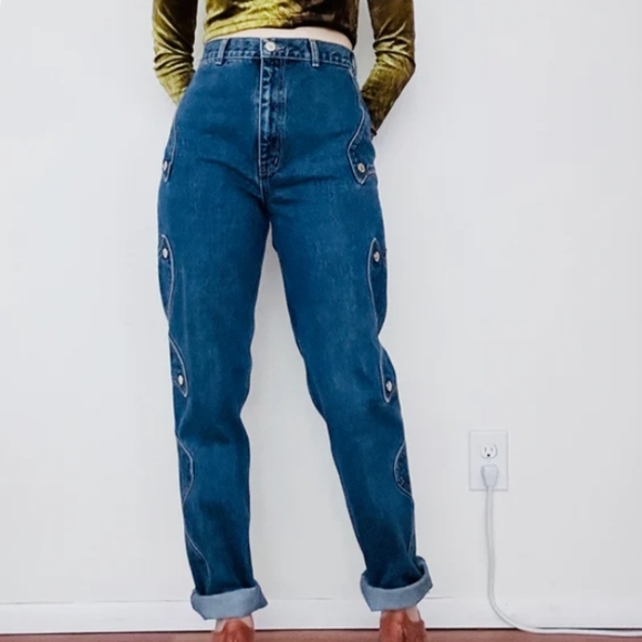 Lawman vintage 90s y2k western rare intricate side design jeans size 3 - Picture 3 of 16